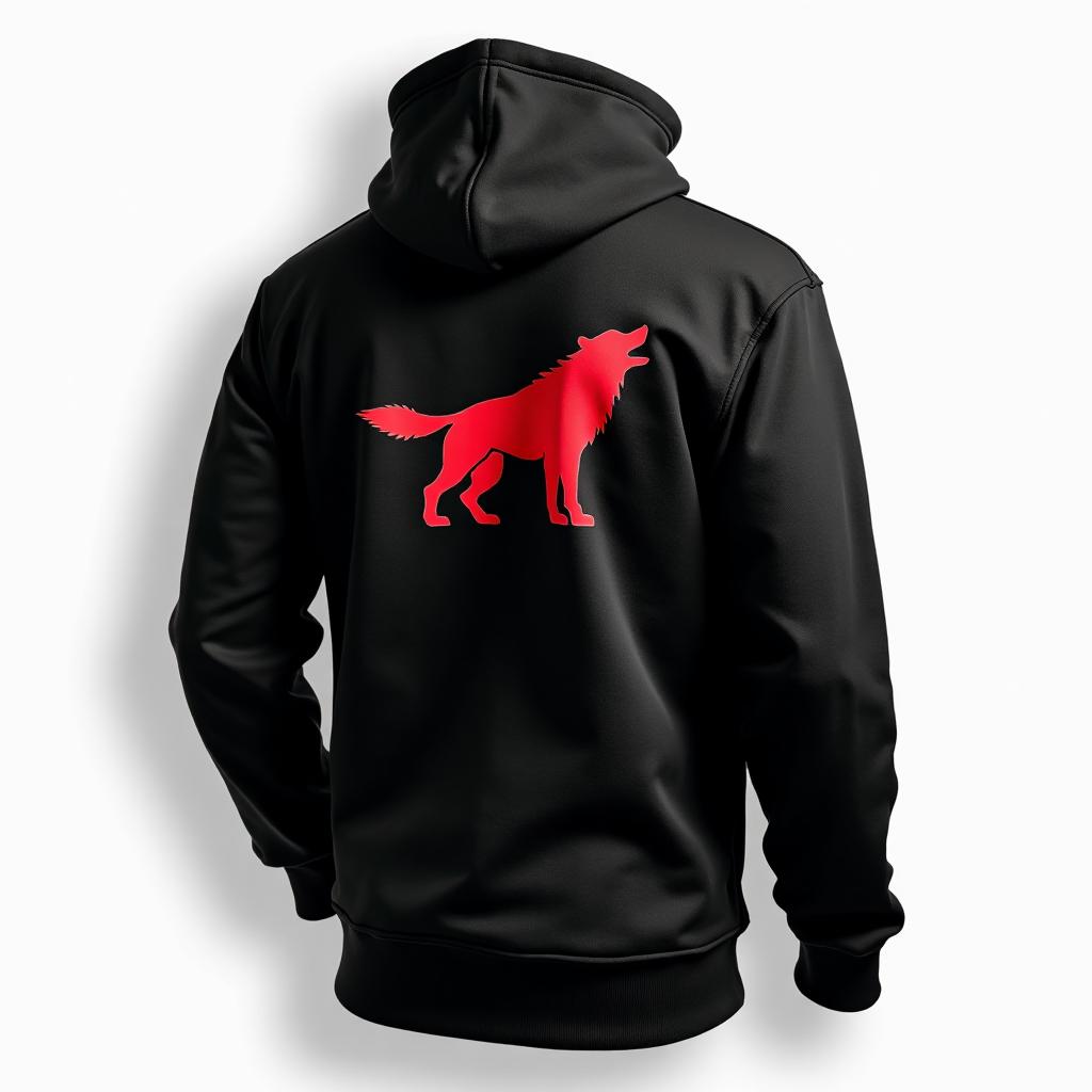 WOLVES Black Zip-up Hoodie Back View with Wolf Logo