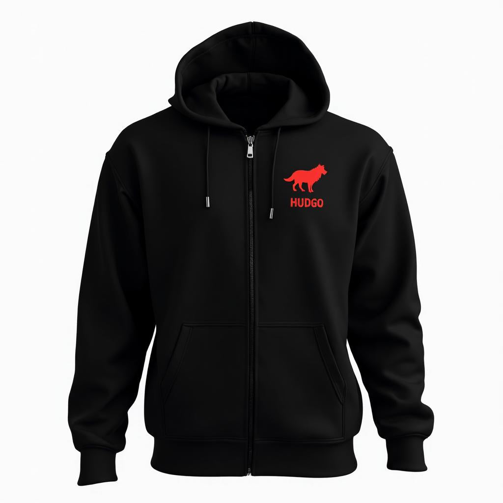 WOLVES Black Zip-up Hoodie Front View